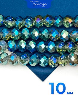 Хрусталь Рондели 10мм, сизый АВ, 1/2 нити. Х040