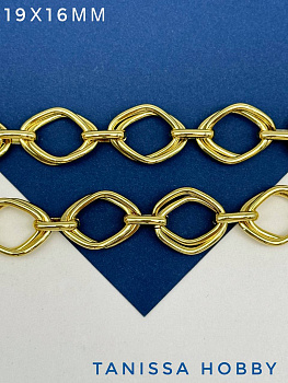 Цепочка двойные овалы 19х16мм, 50см, позолота, СН031