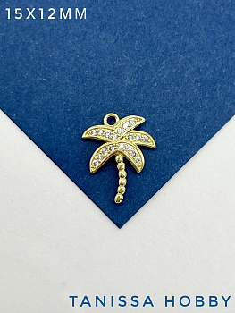 Подвеска пальма с фианитами, позолота, Р521