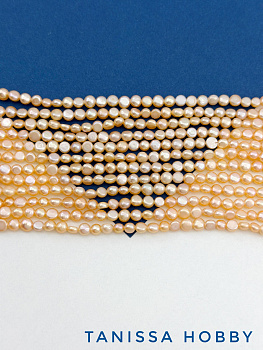 Жемчуг барочный круглый, полусфера культивированный, персиковый 5мм, АА, нить, Ж107