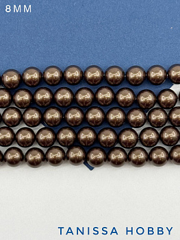 Жемчуг Майорка, шоколадный, Chocolate, 8мм, нить, МА210