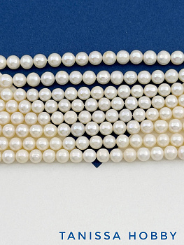 Жемчуг натуральный культивированный, круглый, 6мм, ААА, нить, Ж074