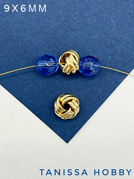 Бусина разделительная, вензель, 9х6мм, позолота, Р335