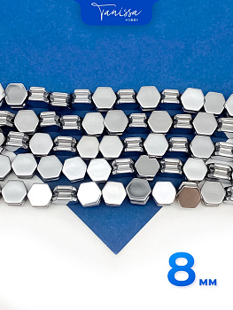 Гематин гематит бусины шестиугольник 8мм, 1/2 нити, ГТ146