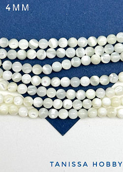 Перламутр морской, бусины круглые, 4мм, нить. ПМ001