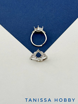 Основа для кольца оправа (цапы) каст для кристалла кушон Сushion квадрат Square 8мм, У090