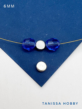 Разделители бусины круг, 6мм, ШТУКА, родий, Р101