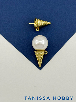 Подвеска мороженое рожок для вклейки, 15мм, позолота, В134