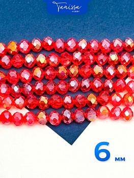 Хрусталь Рондели 6мм, красный АВ, нить. Х037