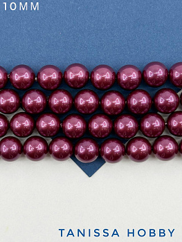 Жемчуг Майорка, бордовый, Burgundy, 10мм, нить, МА215
