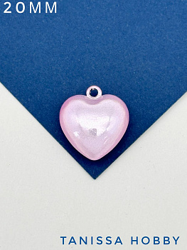Подвеска сердце металлопластик, 20мм, розовый радужный, Д916