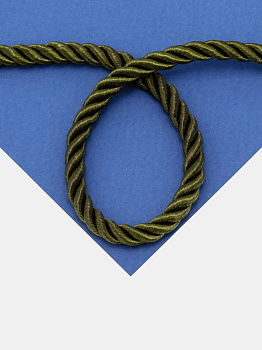 Шнур витой зеленый оливковый 5мм, метр, Ш045