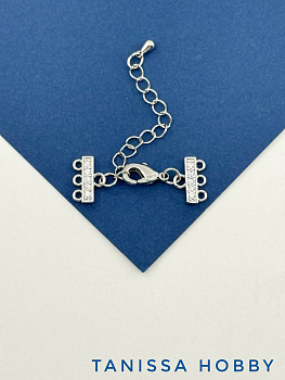 Карабин с коннекторами на 3 нити, родий, К305