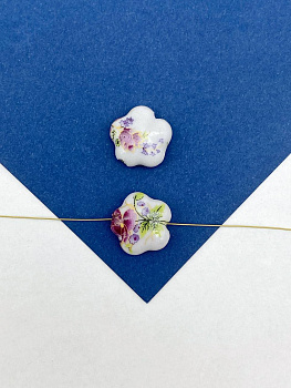 Бусина фарфоровая, керамика, 14мм, цветок, бордовый, штука, П260