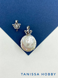 Подвеска корона с фианитами для вклейки, родий, В313