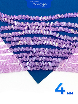 Хрусталь крошка треугольник фиолетовый АВ, 4мм, нить, Х238