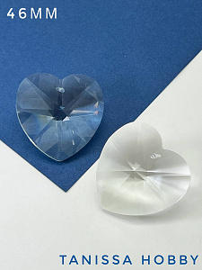 Подвеска сердце, интерьерный кристалл, 46мм, хрусталь, ЛС050