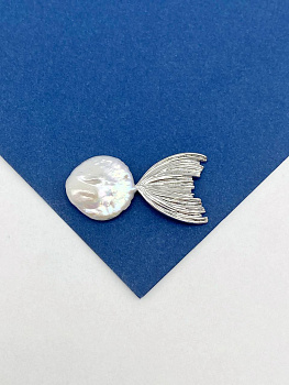 Плавник рыбка для вклейки, 18х19мм, штука, родий, В104