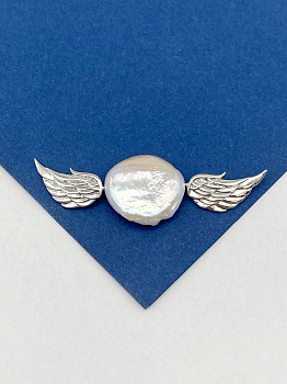 Крылья для вклейки, 16х11мм, ПАРА, родий, В102