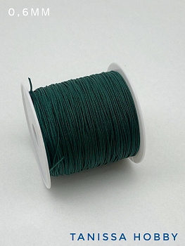 Шнур шамбала нейлоновый для браслетов 0,6мм изумрудный, КАТУШКА 35м, Ц034