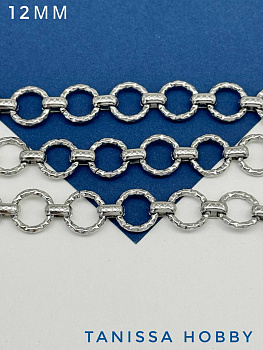 Цепочка якорная плоская круги, 12мм, сталь, 50см, Ч953
