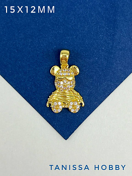 Подвеска медведь в очках, позолота, Д706