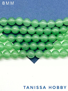 Зеленый авантюрин круглые бусины 8мм, 1/2нити. Б075