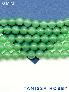 Зеленый авантюрин круглые бусины 8мм, 1/2нити. Б075