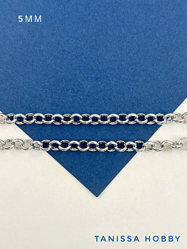 Цепочка ролло 5мм разъемная, 50см, Ю.Корея, родий, СК025