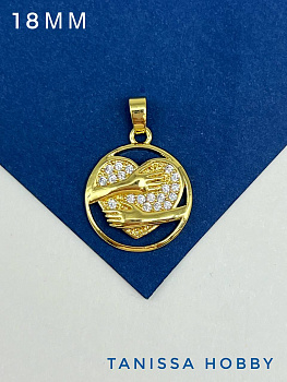 Подвеска сердце, объятия, позолота, А509