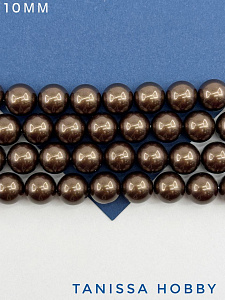 Жемчуг Майорка, коричневый, Chocolate, 10мм, нить, МА211