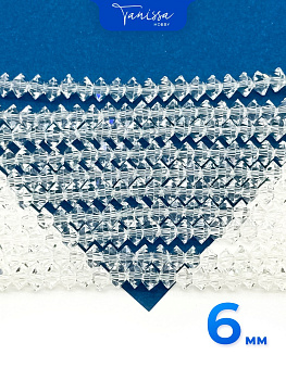 Хрусталь Биконус, плоский, прозрачный, 6мм, нить, Х343