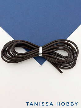 Шнур кожаный круглый 3мм, коричневый, метр, Ш062