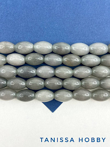 Халцедон серый, бусины овал рис, 12х8мм, 1/2 нити, Б150