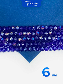 Хрусталь Рондели 6мм, синий, нить, Х493