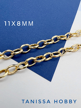 Цепочка овалы в огранке, 11х8мм, 50см, позолота, СН125