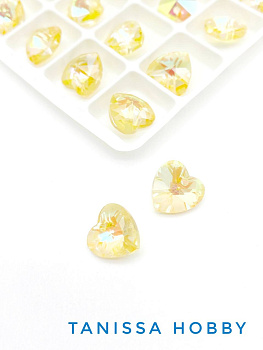 Подвеска - стеклянное сердце хрусталь, 10мм, желтый, ШТУКА, Х245