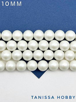 Жемчуг Майорка, белый, Iridescent White, 10мм, нить, МА028