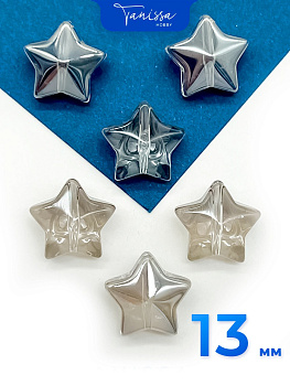 Хрусталь бусина Звезда, серый, 13мм, штука, Х407