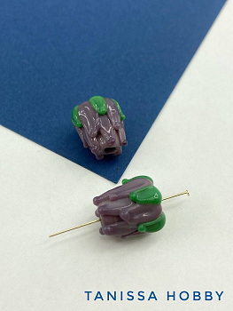 Бусина бутон фиолетовый цветок, лэмпворк, 13мм, штука, Х263