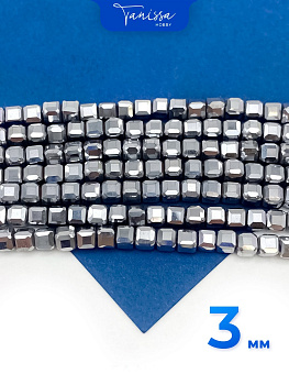 Гематин гематит бусины квадратные, куб, 3мм, нить, ГТ138