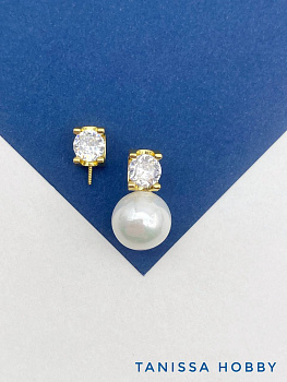 Бейл для вклейки, фианит 7мм, позолота, В333