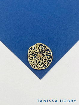 Коннектор ажурный круг мятый металл, 22мм, позолота, Д433