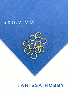 Соединительные колечки 5мм, толщина 0,7 мм, позолота. М004