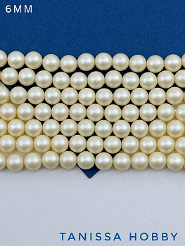 Жемчуг Майорка, желтый, Iridescent Yellow, 6мм, нить, МА229