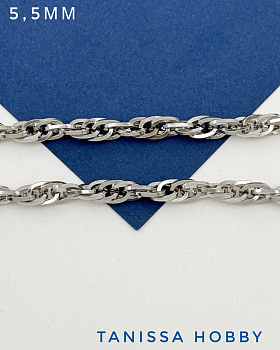 Цепочка кордовая 5мм, сталь, 50см, Ч972