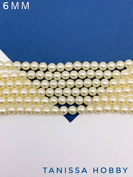 Жемчуг Майорка, круглый, сливочное масло, 6мм, нить, МА165