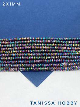 Гематин гематит бусины шайба, диск, огранка, радужный фиолетовый, 2,5мм, нить, ГТ123