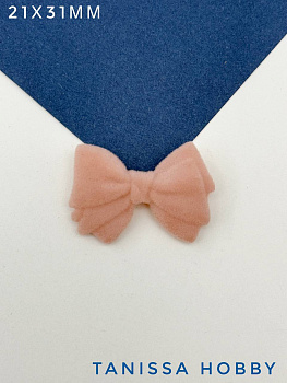 Бусина плюшевая, бантик 21х31мм, розовый бархат, Ю606