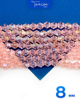 Хрусталь Биконусы 8мм, розовый АВ, нить, Х417